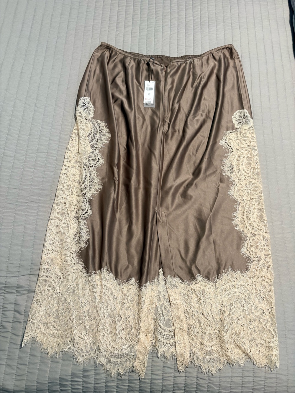 Anthropologie Bl-nk Laced Satin Midi Skirt - Picture 2 of 6